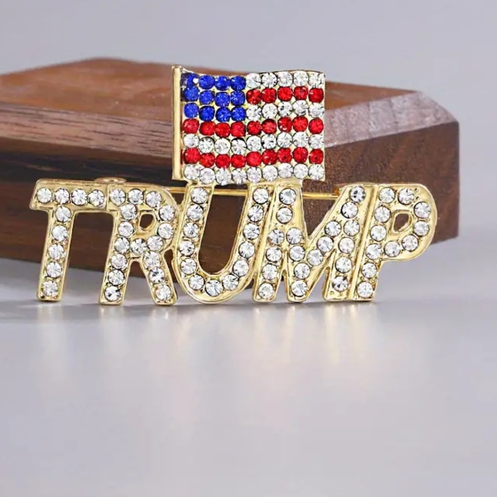 Gold and Silver Crystal Flag Brooch